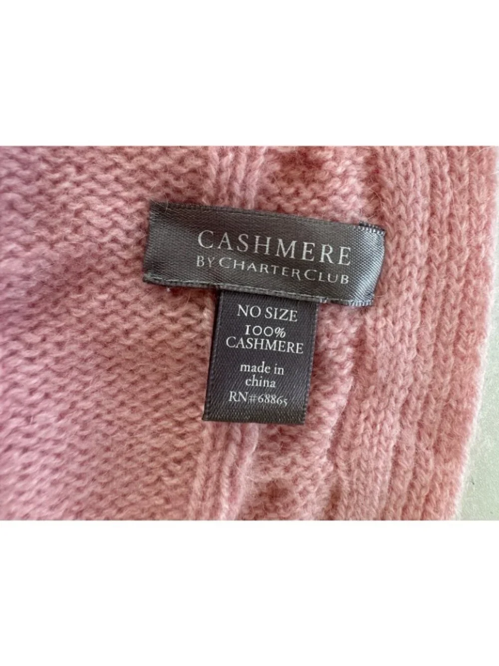 Charter Club Women's Pink Cableknit 100% Cashmere Scarf